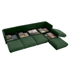 142.5 Chenille Upholstered L-Shaped Modular Sectional Sofa with Storage Seat, DIY Combination