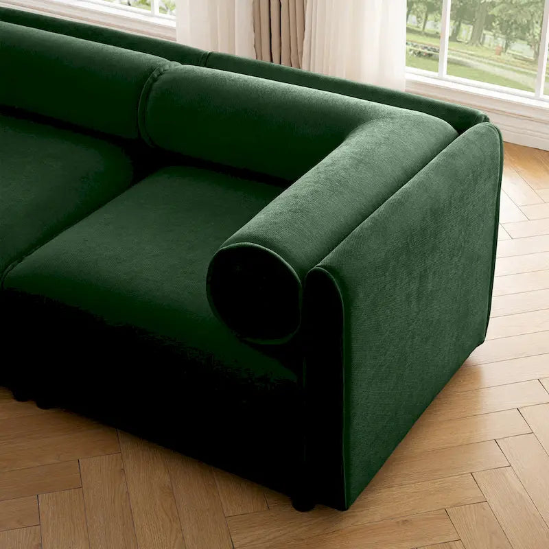 142.5 Chenille Upholstered L-Shaped Modular Sectional Sofa with Storage Seat, DIY Combination