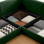 142.5 Chenille Upholstered L-Shaped Modular Sectional Sofa with Storage Seat, DIY Combination