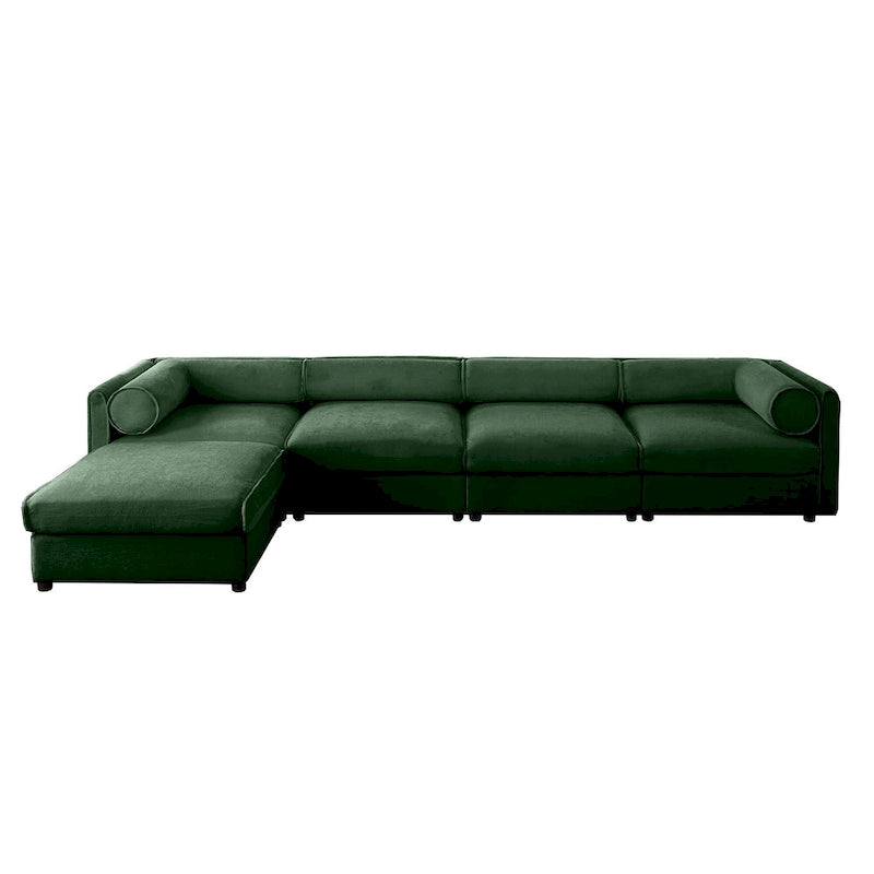 142.5 Chenille Upholstered L-Shaped Modular Sectional Sofa with Storage Seat, DIY Combination