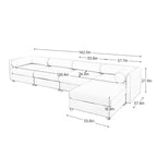 142.5 Chenille Upholstered L-Shaped Modular Sectional Sofa with Storage Seat, DIY Combination