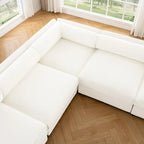 142.5 Chenille Upholstered L-Shaped Modular Sectional Sofa with Storage Seat, DIY Combination