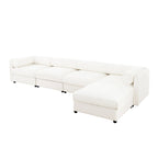 142.5 Chenille Upholstered L-Shaped Modular Sectional Sofa with Storage Seat, DIY Combination