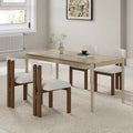 Acacia Wood 7-Piece Dining Set with Upholstered Chairs