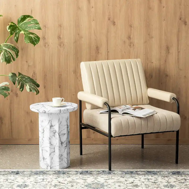 Glitzhome 20.75H Modern MGO Faux Marble Side Table