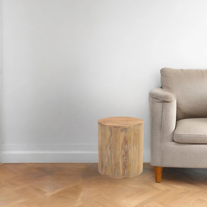 Natural & Brown Round Wood End Table - 16"