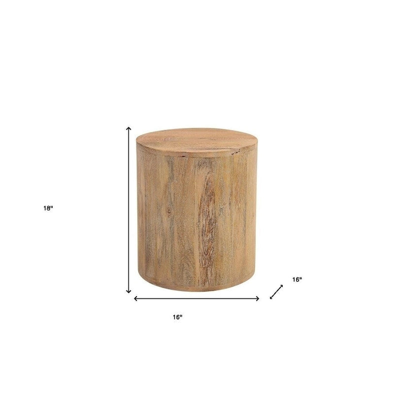 Natural & Brown Round Wood End Table - 16"