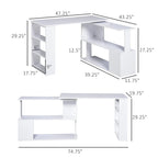 Modern L Shaped Computer Office Desk with 360 Degree Rotating Support and Ample Storage Cell for Small Offices and Bedrooms