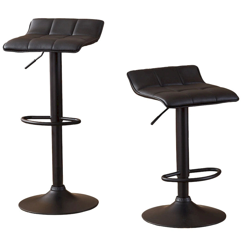 Black Adjustable Swivel Bar Stools - Set of 2
