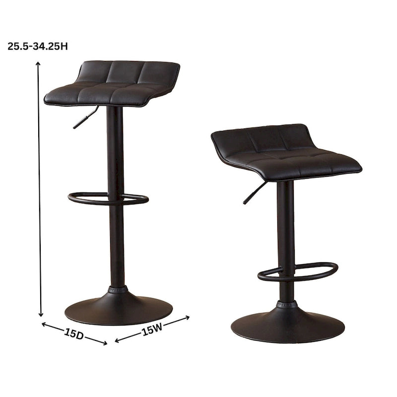 Black Adjustable Swivel Bar Stools - Set of 2