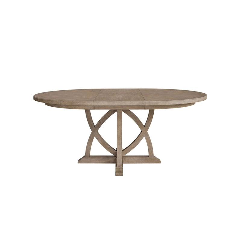 54 Round Expandable Table W/ 4 Chairs and Cement Top Server 6PC