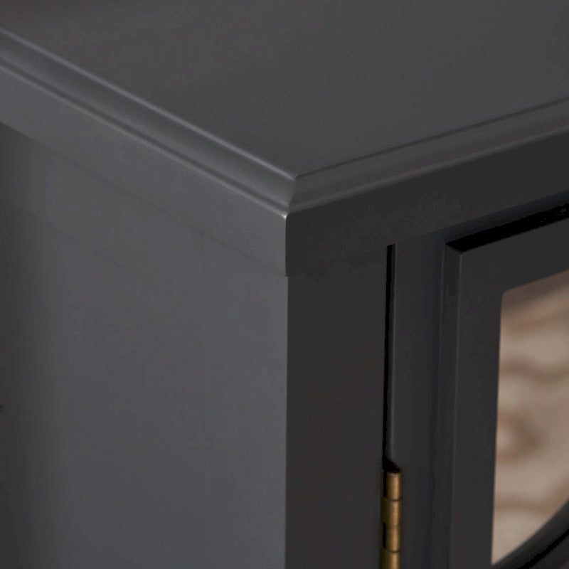 Firwood Mirror Finished Double Door Cabinet, Charcoal Grey