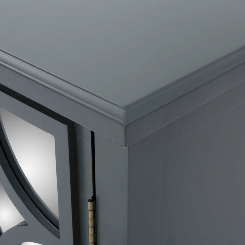 Firwood Mirror Finished Double Door Cabinet, Charcoal Grey