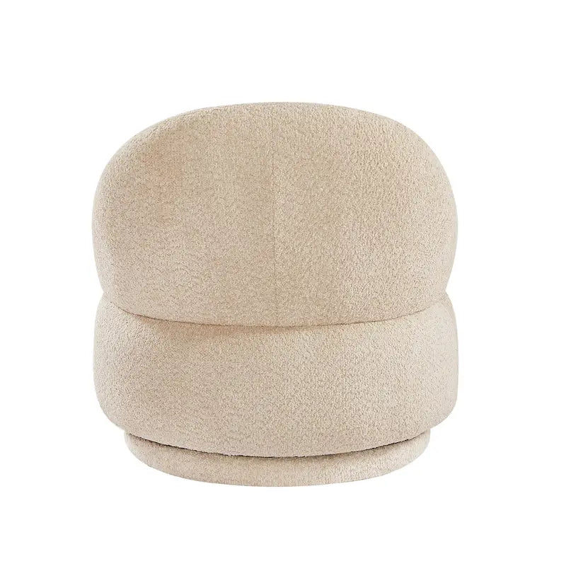 Beige Fabric Swivel Accent Chair with Metal Frame