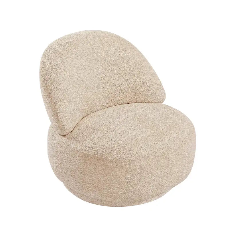 Beige Fabric Swivel Accent Chair with Metal Frame