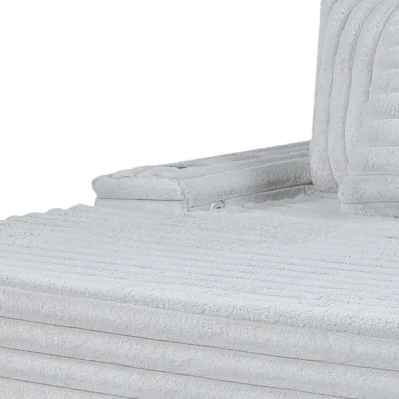 Symphony 67W Corduroy Oversized Sofa Chaise Lounge Chair with Cupholders and USB Charging Port