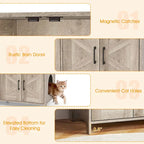 Gymax Cat Litter Box Enclosure for 2 Cats w/ Double Rooms Wooden Cat