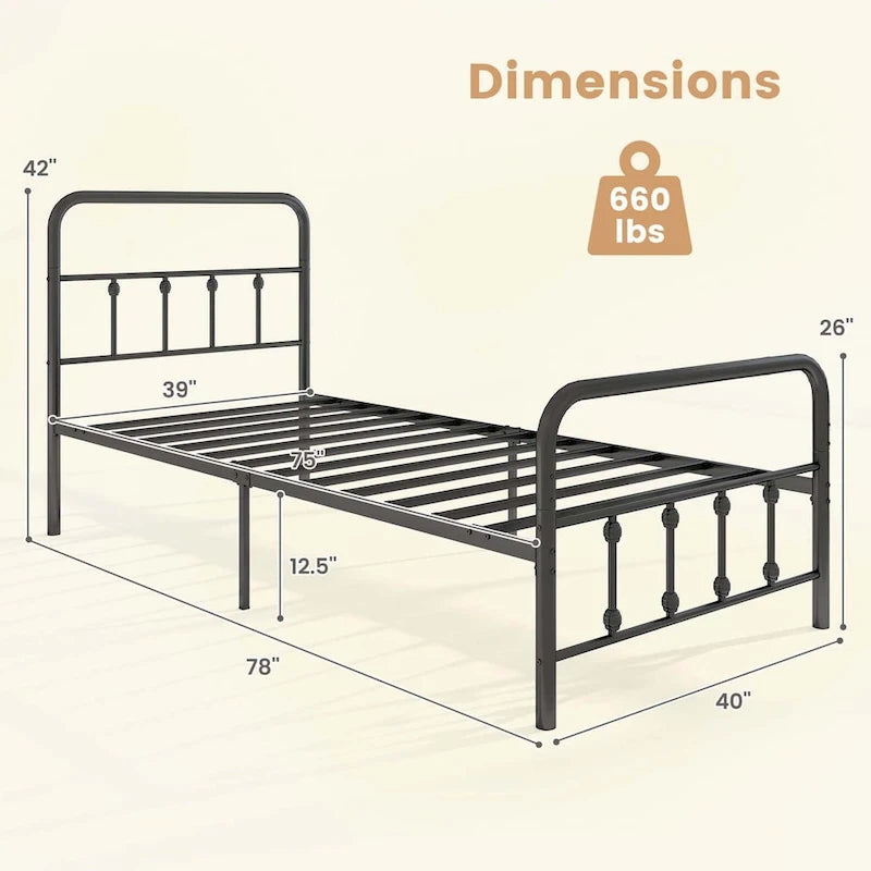 Costway Full/Queen/King Size Bed Frame with Headboard Under Bed