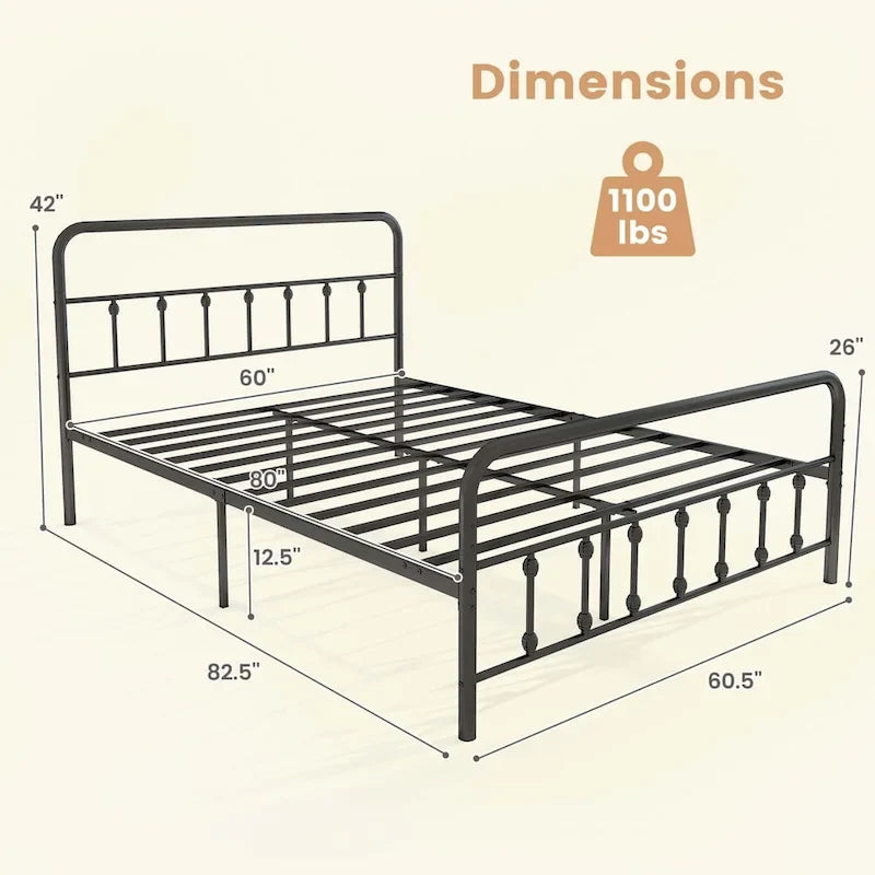 Costway Full/Queen/King Size Bed Frame with Headboard Under Bed