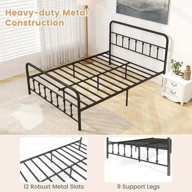 Costway Full/Queen/King Size Bed Frame with Headboard Under Bed