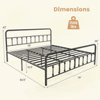 Costway Full/Queen/King Size Bed Frame with Headboard Under Bed