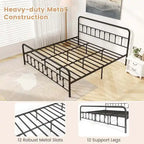 Costway Full/Queen/King Size Bed Frame with Headboard Under Bed