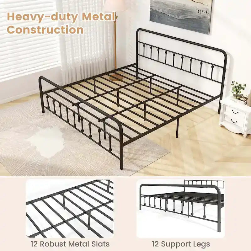 Costway Full/Queen/King Size Bed Frame with Headboard Under Bed