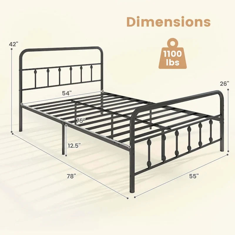 Costway Full/Queen/King Size Bed Frame with Headboard Under Bed