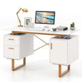 Costway 51 Home Office Desk with Floating Desktop Dual Drawers