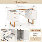 Costway 51 Home Office Desk with Floating Desktop Dual Drawers