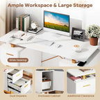 Costway 51 Home Office Desk with Floating Desktop Dual Drawers