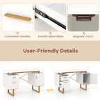 Costway 51 Home Office Desk with Floating Desktop Dual Drawers
