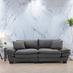 65.5 Upholstered 3-Seater Sofa Couch with Two Pillows and Sturdy Construction