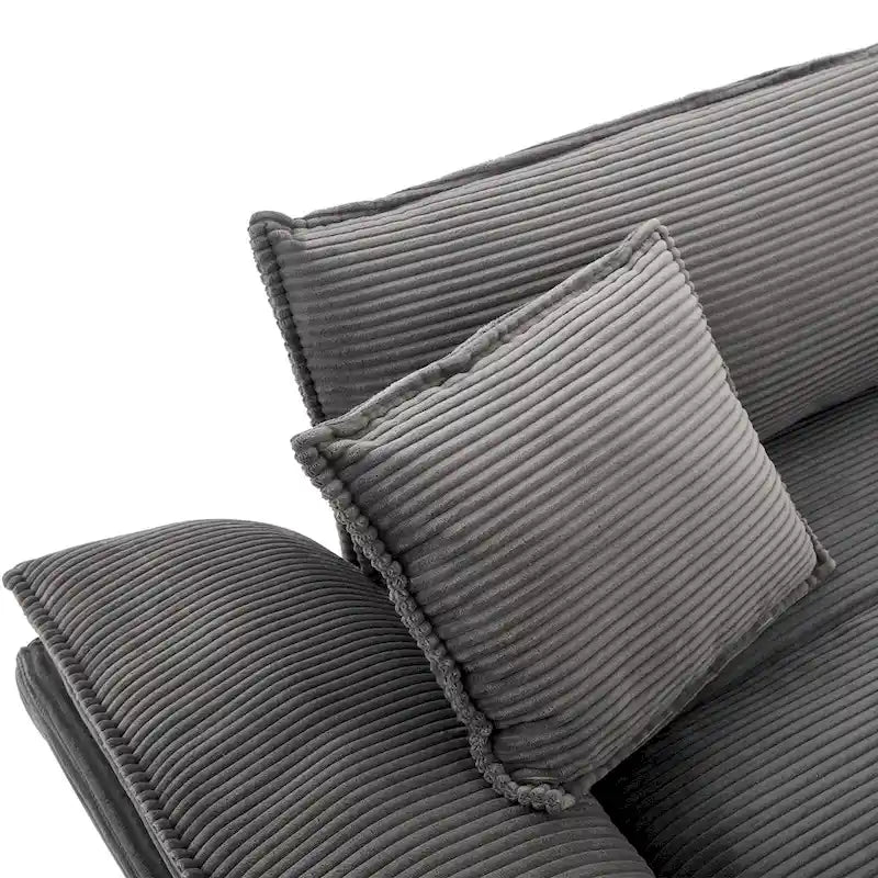 65.5 Upholstered 3-Seater Sofa Couch with Two Pillows and Sturdy Construction