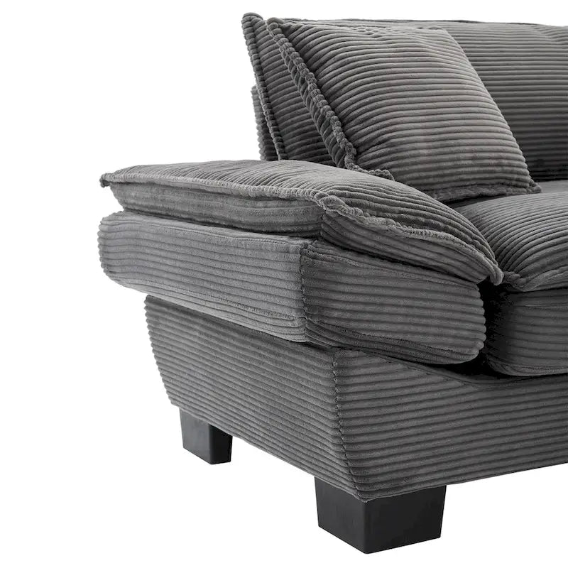 65.5 Upholstered 3-Seater Sofa Couch with Two Pillows and Sturdy Construction