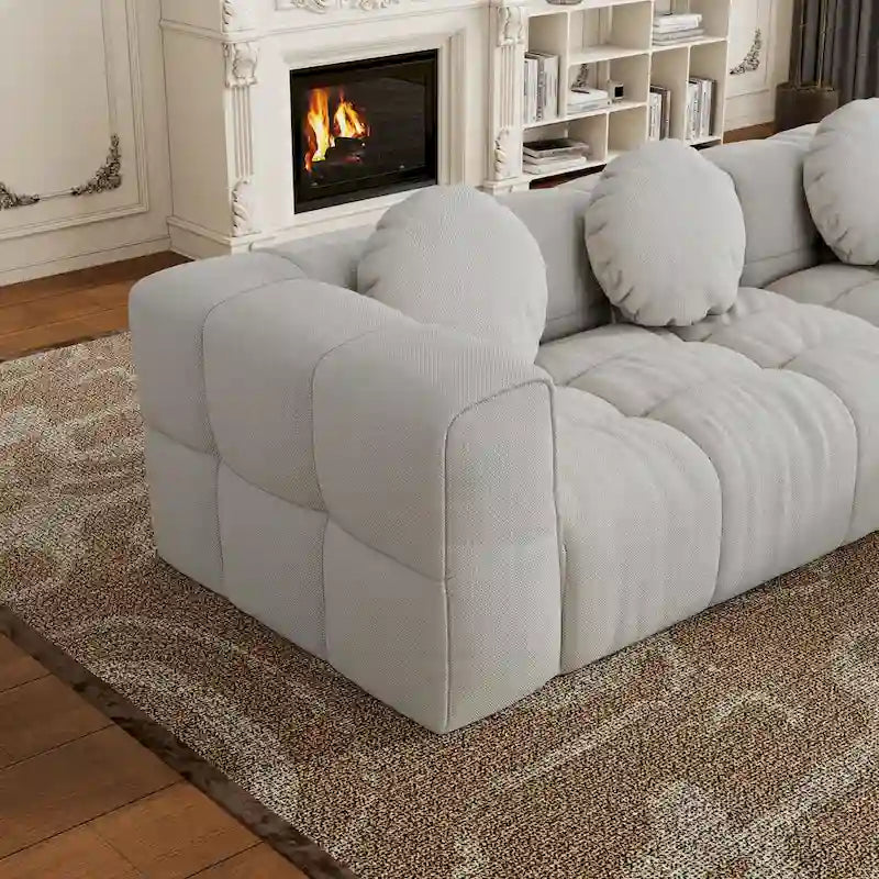 103 Chenille L-Shaped Sectional Sofa with Left Recliner, 3 Pillows and Modular Design