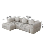 103 Chenille L-Shaped Sectional Sofa with Left Recliner, 3 Pillows and Modular Design