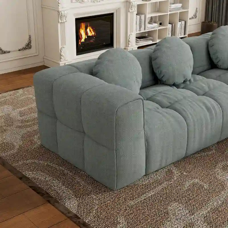 103 Chenille L-Shaped Sectional Sofa with Left Recliner, 3 Pillows and Modular Design