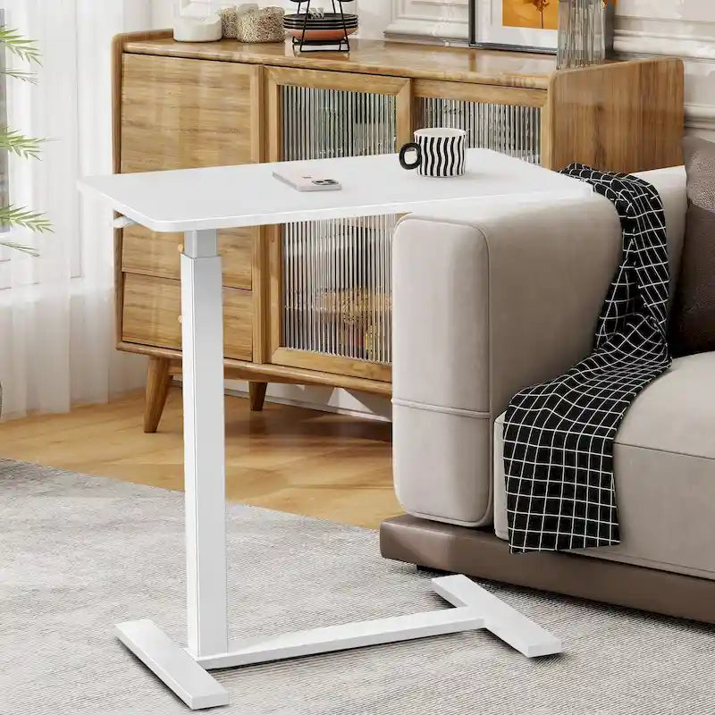 White Adjustable Height Rolling Laptop Desk
