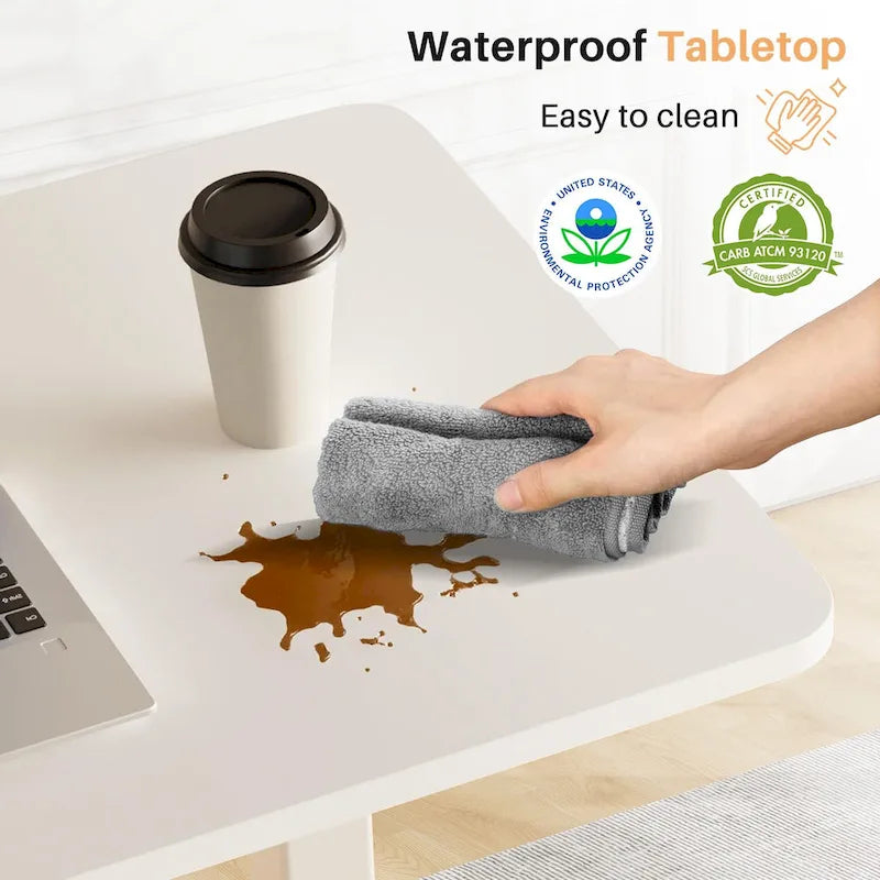 White Adjustable Height Rolling Laptop Desk