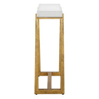 Thick Crystal Top End Accent Table - 24 - Antique Gold