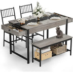 Dining Table Set for 4, Wooden Kitchen Table with with 2 Chairs and a Long Bench