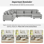 Oversized U-shaped Sectional Sofa with Chaise Lounge, 129 Modern Upholstered Sofa Couch, Corduroy Couch Set for Living Room
