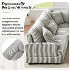 Oversized U-shaped Sectional Sofa with Chaise Lounge, 129 Modern Upholstered Sofa Couch, Corduroy Couch Set for Living Room