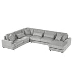 Oversized U-shaped Sectional Sofa with Chaise Lounge, 129 Modern Upholstered Sofa Couch, Corduroy Couch Set for Living Room