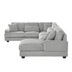Oversized U-shaped Sectional Sofa with Chaise Lounge, 129 Modern Upholstered Sofa Couch, Corduroy Couch Set for Living Room