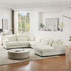 Oversized U-shaped Sectional Sofa with Chaise Lounge, 129 Modern Upholstered Sofa Couch, Corduroy Couch Set for Living Room