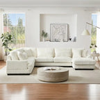 Oversized U-shaped Sectional Sofa with Chaise Lounge, 129 Modern Upholstered Sofa Couch, Corduroy Couch Set for Living Room