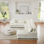 Oversized U-shaped Sectional Sofa with Chaise Lounge, 129 Modern Upholstered Sofa Couch, Corduroy Couch Set for Living Room