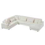Oversized U-shaped Sectional Sofa with Chaise Lounge, 129 Modern Upholstered Sofa Couch, Corduroy Couch Set for Living Room